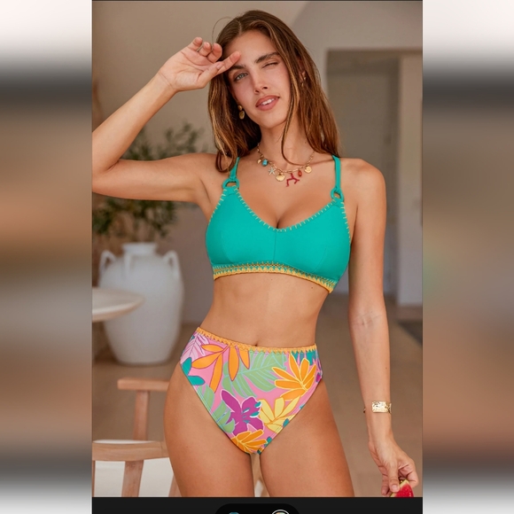 Cupshe Sweetest Fruit Tropical Bikini - New - Aqua - Small - Picture 4 of 4